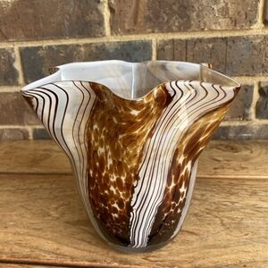 Artistic Brown and White Glass Vase